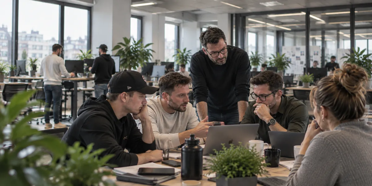 Das ContactXpert-Team bespricht Ergebnisse im Büro